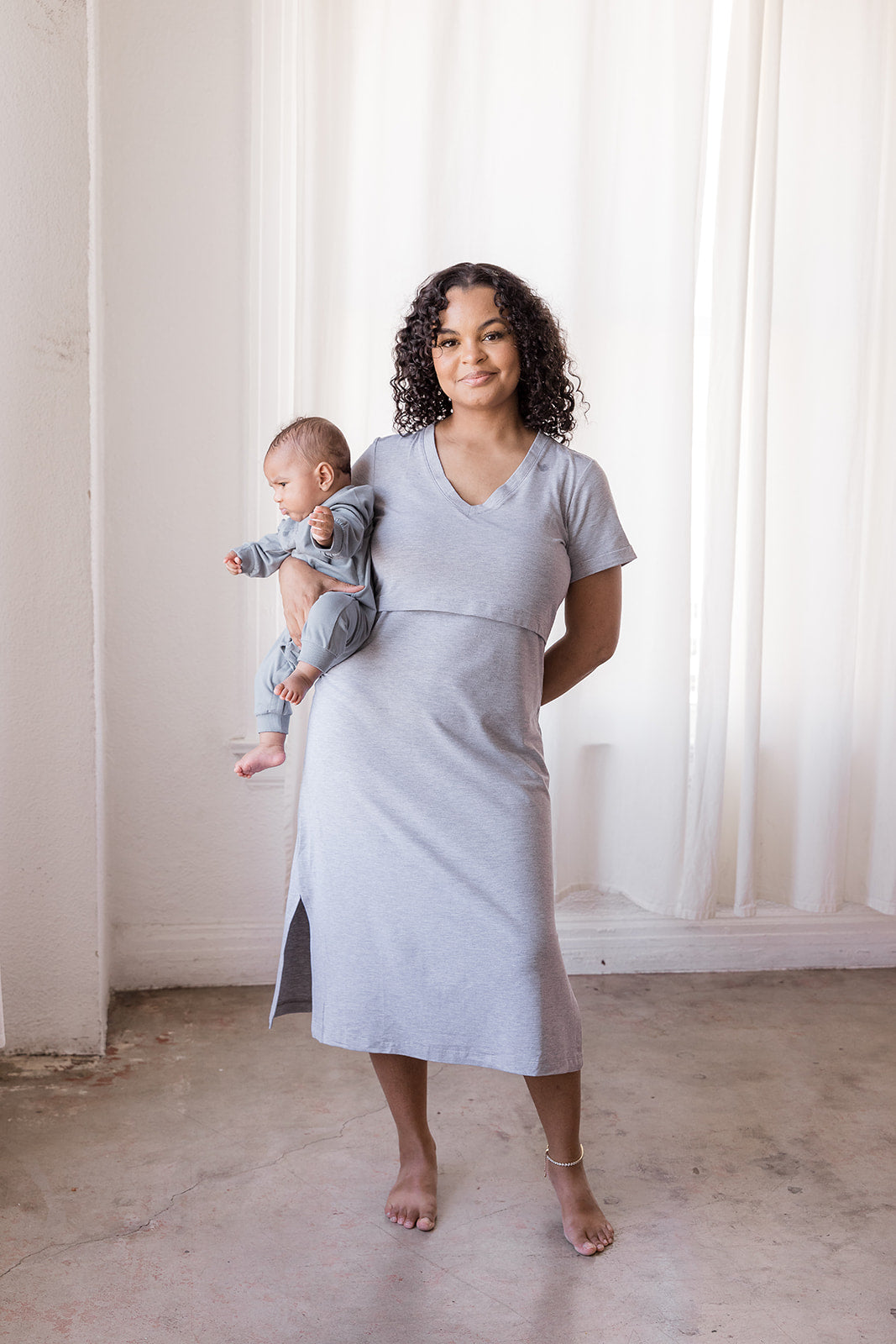 Everyday Breastfeeding Dress Heather Gray