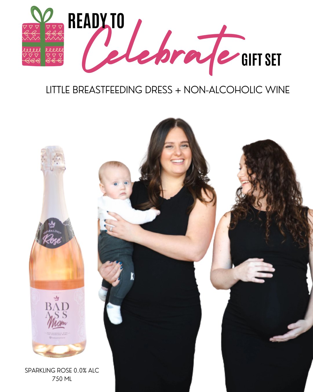 Limited Edition Holiday Gift Set - Little Breastfeeding Dress + Non-Alcoholic Wine